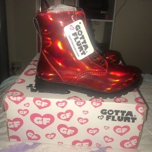NWT Red Holographic Boots Size 1